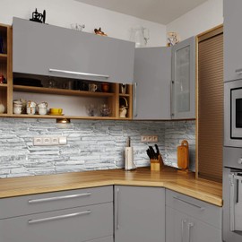 Dundee Deco PG7010-10 White Faux Flagstone PVC 3D Wall Panel, 3.3 ft X 1.7 ft (98 cm X 50cm), Interior Design Wall Paneling Decor, 5.61 sq. ft. (0.49sq. m) Each, Pack of 10