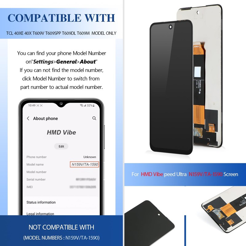 6.56 Inches for HMD Vibe Screen Replacement for HMD Vibe