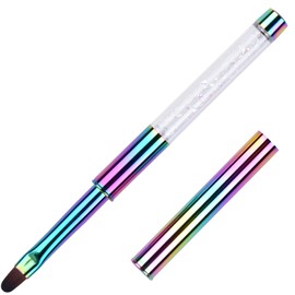Ycyan 1Pcs Oval UV Builder Gel Nail Brush Rhinestone Handle Professional Nail Art Tool for Polygel Hard Gel