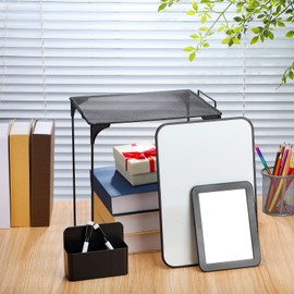 Ctosree Locker Organizer Kit Includes Locker Organizer Whiteboard Magnetic Mirror Storage Cup Dry Erase Marker for Storage Organizing Shelf Back to School Party Supply(Black,9 Pcs)