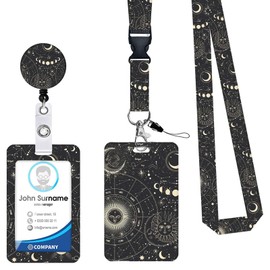 WIKIMO Fashionable Sliding ID Card Holder with Retractable Badge Reel Carabiner Removable Lanyard Card Protection for Office Workers Nurses Teachers Students