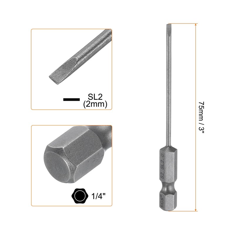 Sourcing Map SL2 2mm S2 Steel Flat Head Magnetic Slotted