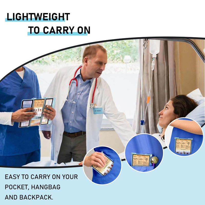 Nursing Clipboard Foldable, Foldable Clip Board w/Nursing Edition Cheat Charts,