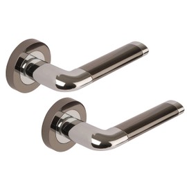 Excel DH3570 Argo Passage Door Handles on Round Rose, Polished Chrome/Black Nickel