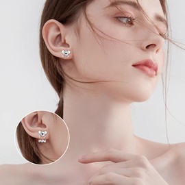 VONALA Koala Earrings 925 Sterling Silver Koala Stud Earrings Cute Animal Hypoallergenic Jewellery Birthday Gifts for Women Teen Girls Daughter