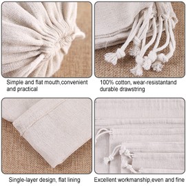 AcbbMNS 50pcs Cotton Muslin Bags 6 x 8 Inch Reusable Drawstring Bags Tea Storage Pouches Bulk Linen Jewellery Gift Bags for Party Wedding Home Supplies Storage
