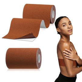 Aurelema 2 Rolls Trans FTM Binder Tape for Chest Binding Adhesive Trans Chest Tape Flat Invisible Tape for Breast Boob Body Shaping(4 Inch X 13 ft,Brown)