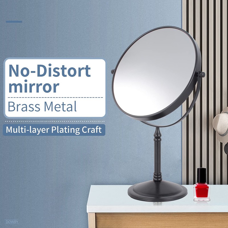 DOWRY Makeup Mirror 10x Magnification Vanity Mirror Tabletop Two-Sided Swivel