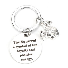 Squirrel Keychain, Cute Minimalist Stainless Steel Keyring for Animal Lovers, Gifts for Women, Mum, Sister, Friends and Couples, Ideas for Birthdays, Bestie Gifts for Women, Gifts for Colleagues