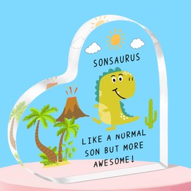 QMVMV Funny Sonsaurus Gifts Son Acrylic Plaque from Dad Mum Christmas Birthday Gifts for Son