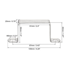 uxcell U Shaped Connector Bracket 38 x 61mm 304 Stainless Steel for Door Closed Bar Holder Strut Channel 6pcs