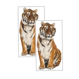 LALAFINA 2sets Tiger Wall Decals Removable Indoor Stickers for Home Decor Vivid Animal Ornaments Easy to Apply for Living Rooms and Nurseries 2pcs*2