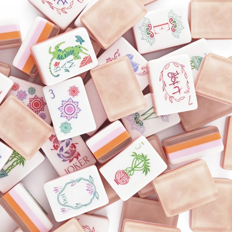 ,Pearlescent Mahjong Tiles,Custom 4-Layer American Mahjong Tiles,Hand-carved,American Mahjong Set with