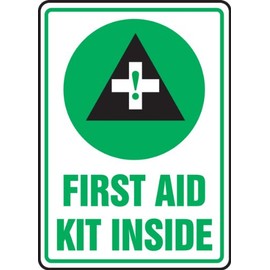 Accuform "First Aid Kit Inside" Safety Sign, Dura-Fiberglass, 14 x 10 Inches (MFSD538XF)