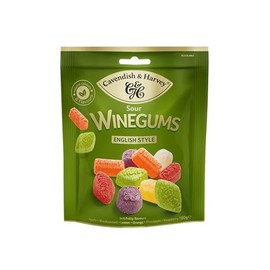 Cavendish & Harvey Sour Winegums 180 g English Style | Lemon, Orange, Apple, Raspberry, Blackcurrant, Pineapple | Fruity Wine Gum | Gluten Free | 1 x 180 g
