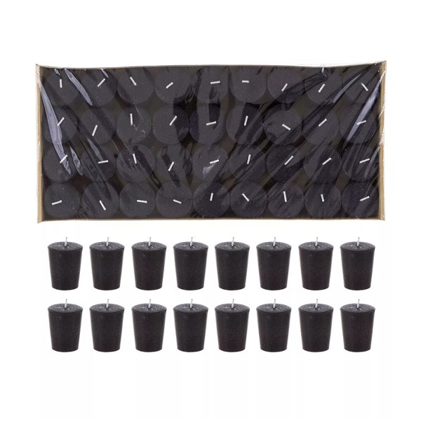 Mega Candles - Unscented 15 Hours Votive Candles - Black,