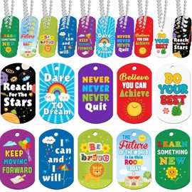 Liliaafar 60 Set Student Dog Tags Bulk Motivational Student Incentives Acrylic Dog Tag Necklaces for Recognition Award Education Reward Gifts School Teacher Supplies, 2 x 1. 1 Inches