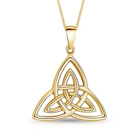 DTPsilver® 925 Sterling Silver, Yellow Gold Plated or Rose Gold Plated Necklace - Celtic Trinity Knot Pendant - With or without Chain - Width: 1.2 mm - Adjustable Length: 40 to 45 cm, Sterling Silver
