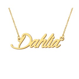 18k Gold Plated Dahlia Name Necklace Initial Pendant Charm Stainless Steel Jewelry for Womens Moms