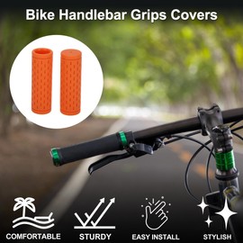 TUCKBOLD Bike Handlebar Grips Covers 90mm Long Lightweight | Bicycle End Grips Protector Orange 1 Pair