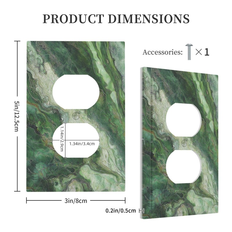 JDAKHD Decorative Outlet Covers Green Marble-Like Texture with Abstract Wavy
