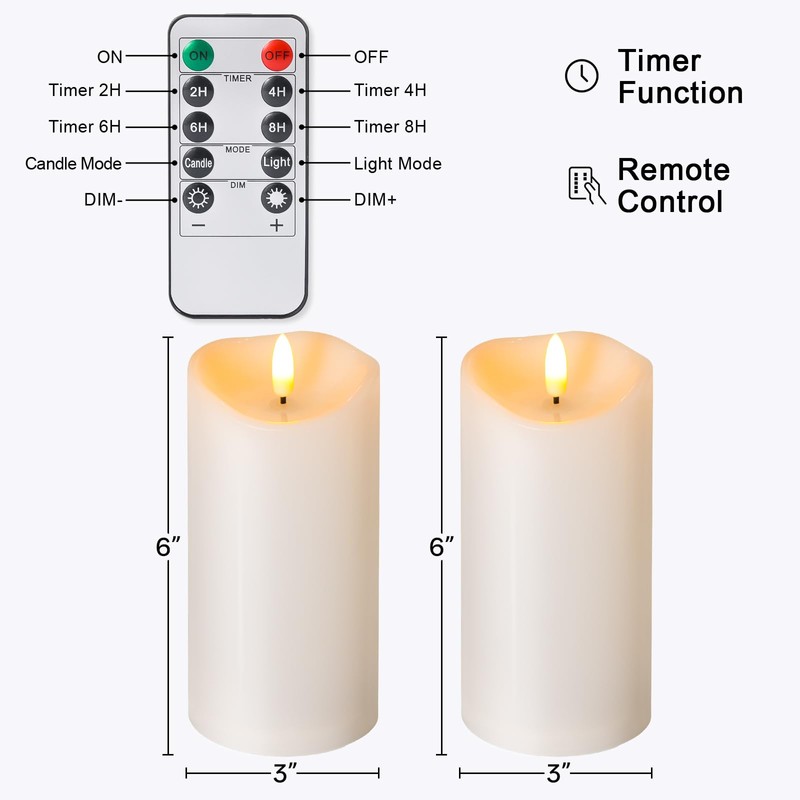 Outdoor Flameless Candles with Remote Timer - Waterproof Realistic Flickering