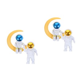 Mobestech 2sets Aquarium Astronaut Ornaments Lovely Spaceman Decor for Fish Tank Cute Desktop Decoration with High Durability and Practicality for Photography Props 2pcs*2