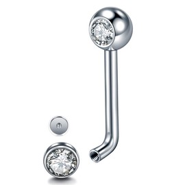 Xpicrn Double Gem Titanium Curved Banana Bar VCH Hood Christina Genital Piercing 14 Gauge (Clear)