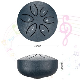 Rain Drum for Outside Garden Instrument,3 Inches 6 Notes Steel Tongue Rain Chime Drum,Waterproof Rain Drum for Camping,Meditation or Yoga (Navy)