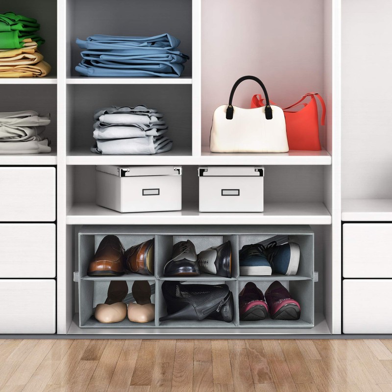 Sorbus Shoe Organizer Bin, 6 Section Cubby Shoe Shelves, Foldable