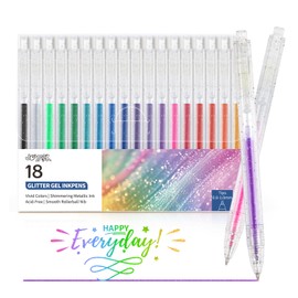 Glitter Gel Pens, 18 Colors Metallic Vibrant Sparkle Gel Pens for Coloring Journaling Drawing Doodling Colored Pen Colored Gel Pens for Kids Adult Fun Pens 0.8-1mm