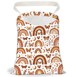 DELORIGIN Bohemia Rainbow Car Trash Bag Hanging Car Garbage Bag With Snap Buttons Cute Car Back Seat Trash Bag Portable Garbage Can for Car Interior Hanging Women Car Accessories Travel Camping