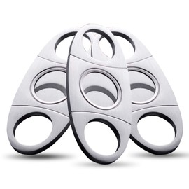 Cigar Cutter Guillotine, Stainless Steel Smooth Cigar Clippers Double Cut Blade, 3 Pack Silver Exquisite Scissors Accessories