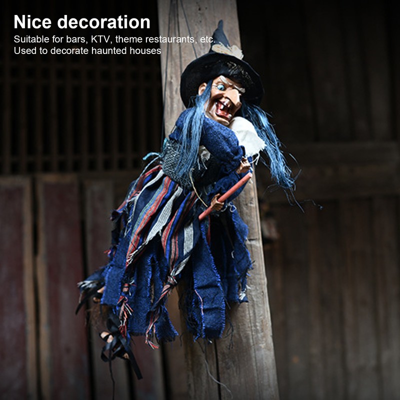 Blue Hanging Horror Witch Decorative Voice Control Hanging Prop Decoration