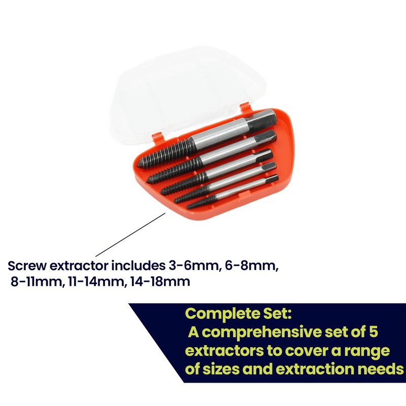 Dapetz ® 5PC Easy Out Bolt Extractor,Damaged Screw Bolt Extractor