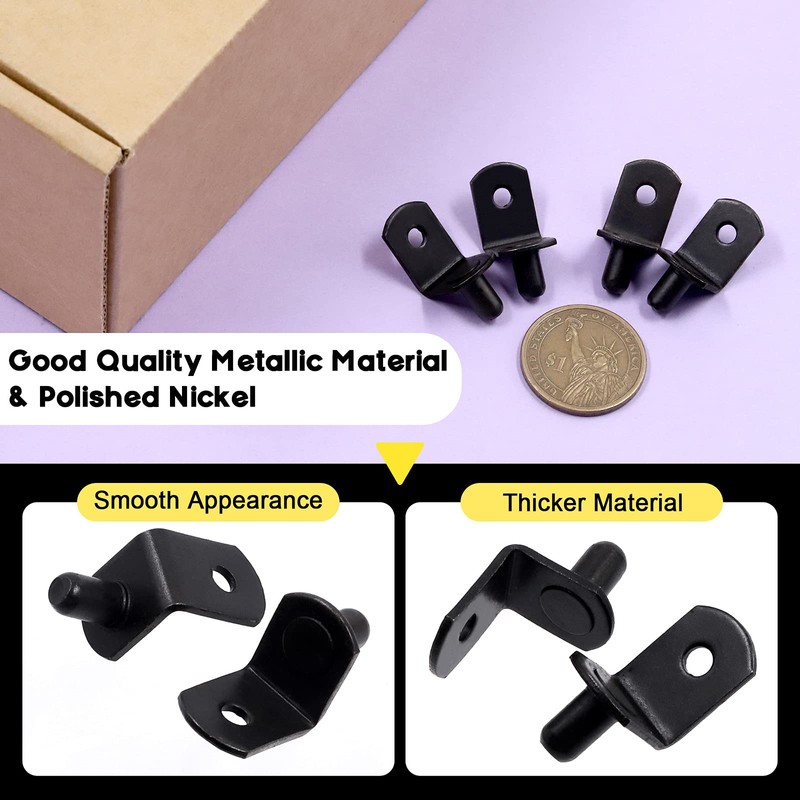 Swpeet 60 Pcs L-Shelf Pins, 6mm Black Support Pegs with