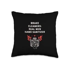 Garage Car Repair Car Lover Funny Car Mechanic Brake Cleaners Real Men Hand Sanitizer Car Mechanic Auto Throw Pillow, 16x16, Multicolor