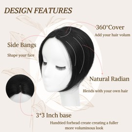 Mekylio Hair Toppers for Women with Thinning Hair Extensions 360° 3D Toppers Hair Pieces for Women Clip Ins Fake Bangs Hair Pieces Perfect Solution for Stylish Upgrade (Black)