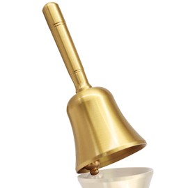 Aoserge Super Loud Solid Brass Hand Call Bell, Gold Finish