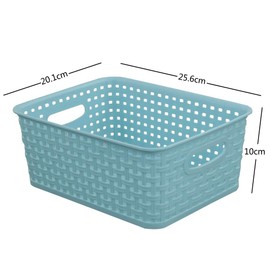 Rinboat Muti-Colour Rectangle Plastic Weave Storage Shelf Baskets, Pack of 6