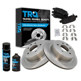 TRQ Rear Brake Pad & Rotor Kit Brake Chemical Kit Brake Pads Brake Rotor Semi-Metallic Compatible with 2003-2005 INFINITI G35 Nissan 350Z 2011-2023 LEAF 2014-2020 Rogue 2017-2022 Rogue Sport