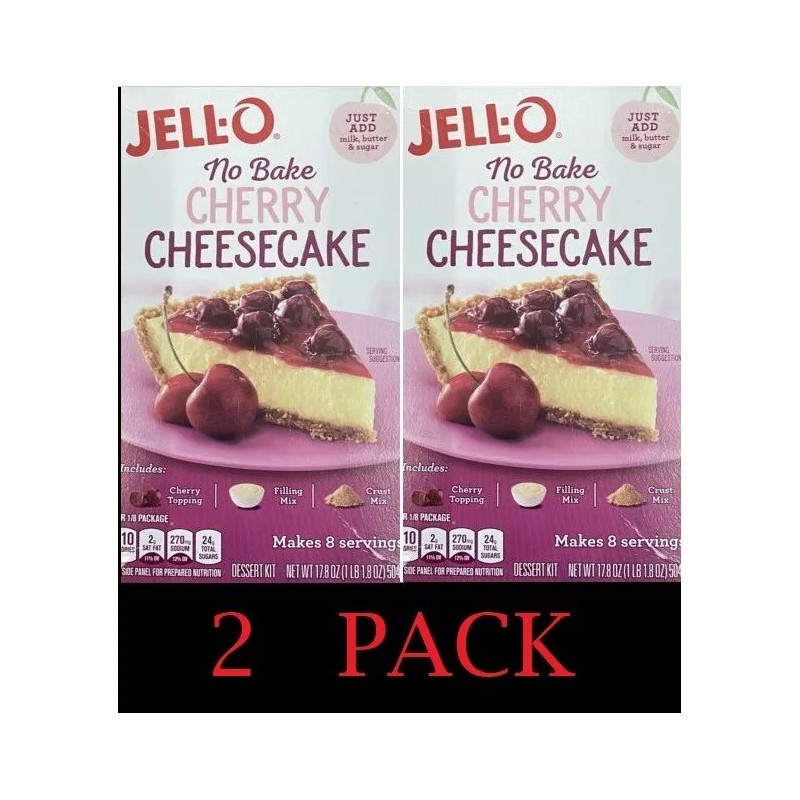 JELL-O 2x Jello No Bake CHERRY CHEESECAKE Jell-O 17.8 oz