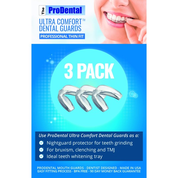 ProDental Thin and Trim Mouth Guard for Grinding Teeth – 3 Pack, Made in USA | Night Guard Stops Bruxism - Teeth Clenching | Use as Customizable Teeth Whitening Dental Guard