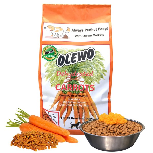 Olewo Original Carrots for Dogs – Fiber for Dogs Keep Poop Firm, Digestive Dog Food Topper, Skin & Coat Support, Dehydrated Whole Food Dog Multivitamin, Gut Health for Dogs, 1 lb