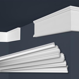 MARBET DESIGN Stucco Moulding Moulding XPS Polystyrene White - Wall Moulding Border Polystyrene Mouldings E-Strips - (2 Metres / 1 Strip E-29)