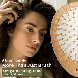 Uffy 24K Gold Plated Detangling Hair Brush - Ergonomic Scalp Massager for Dandruff & Hair Growth, Suitable for All Hair Types - Ideal Gift Choice in Turquoise Blue