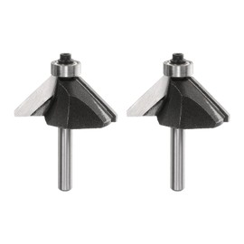 HARFINGTON 2pcs 45 Degree Chamfer Router Bit 1/4 Inch Shank 5/8" Cutting Edge Carbide Tip with Bearing for Woodworking Milling Cutter Tool, Black