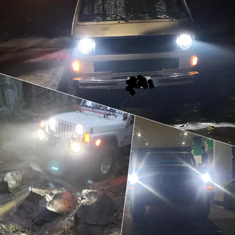 CHUSYYRAY Pair 7 inch Round LED Headlights HILo Beam For