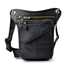 Xieben Leather Drop Leg Bag for Men Women Motorcycle Bike Riding Cycling Multi-Purpose Thigh Waist Fanny Pack Bum Pocket Hiking Sports Camping Travel Pouch Black