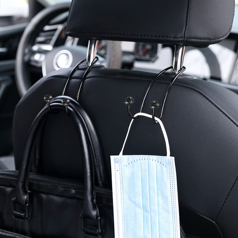 SAVORI Auto Hooks Bling Car Hangers Organizer Seat Headrest Hooks
